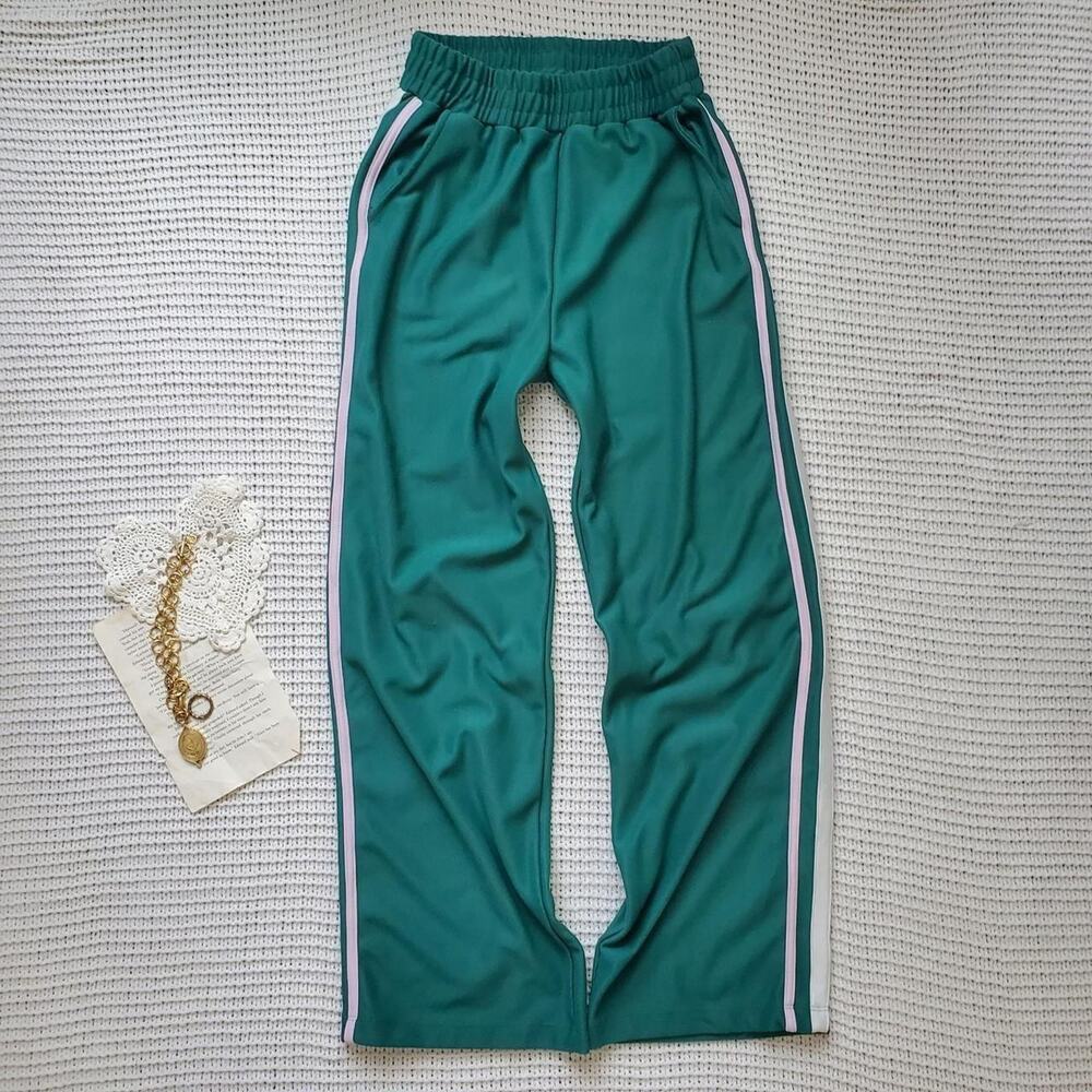Y2k self esteem long track style wide leg pants